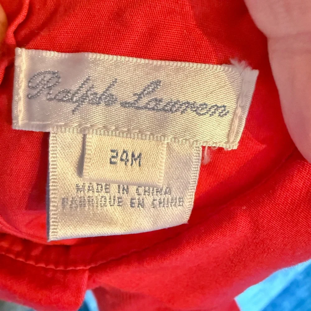 Ralph‎ Lauren Toddler Red Corduroy Dress Peter Pan Collar Holiday Dress 24M